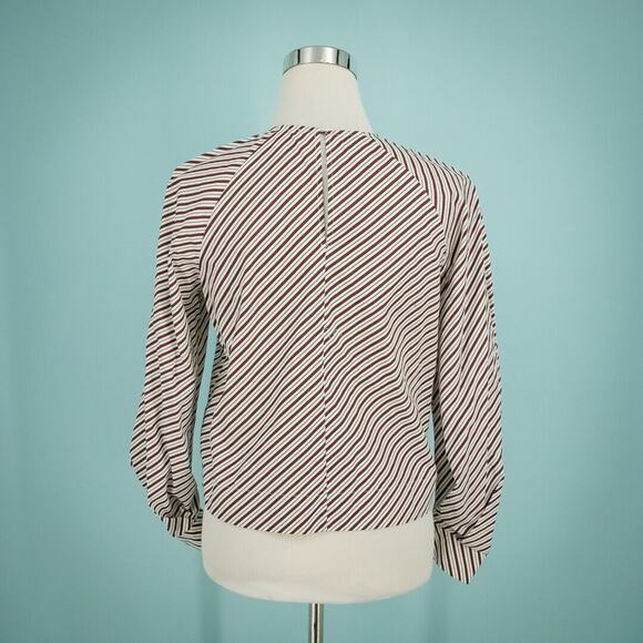 Whistles Size 2 US Red Blue Diagonal Stripe Puff Balloon Long Sleeve Cotton Top - Picture 3 of 7